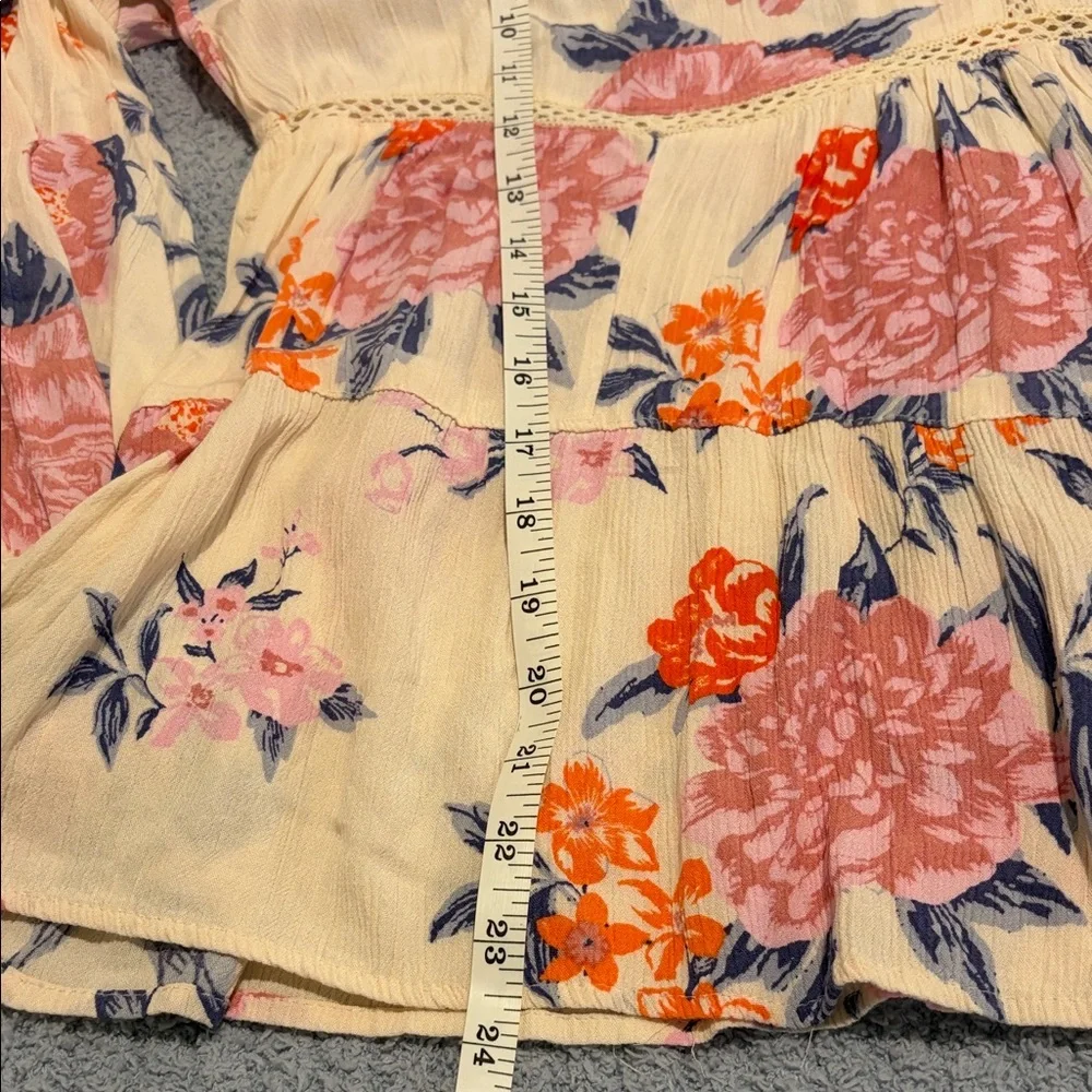 Angie Cream Blouse with Pink and Orange Floral Design - Picture 7 of 7